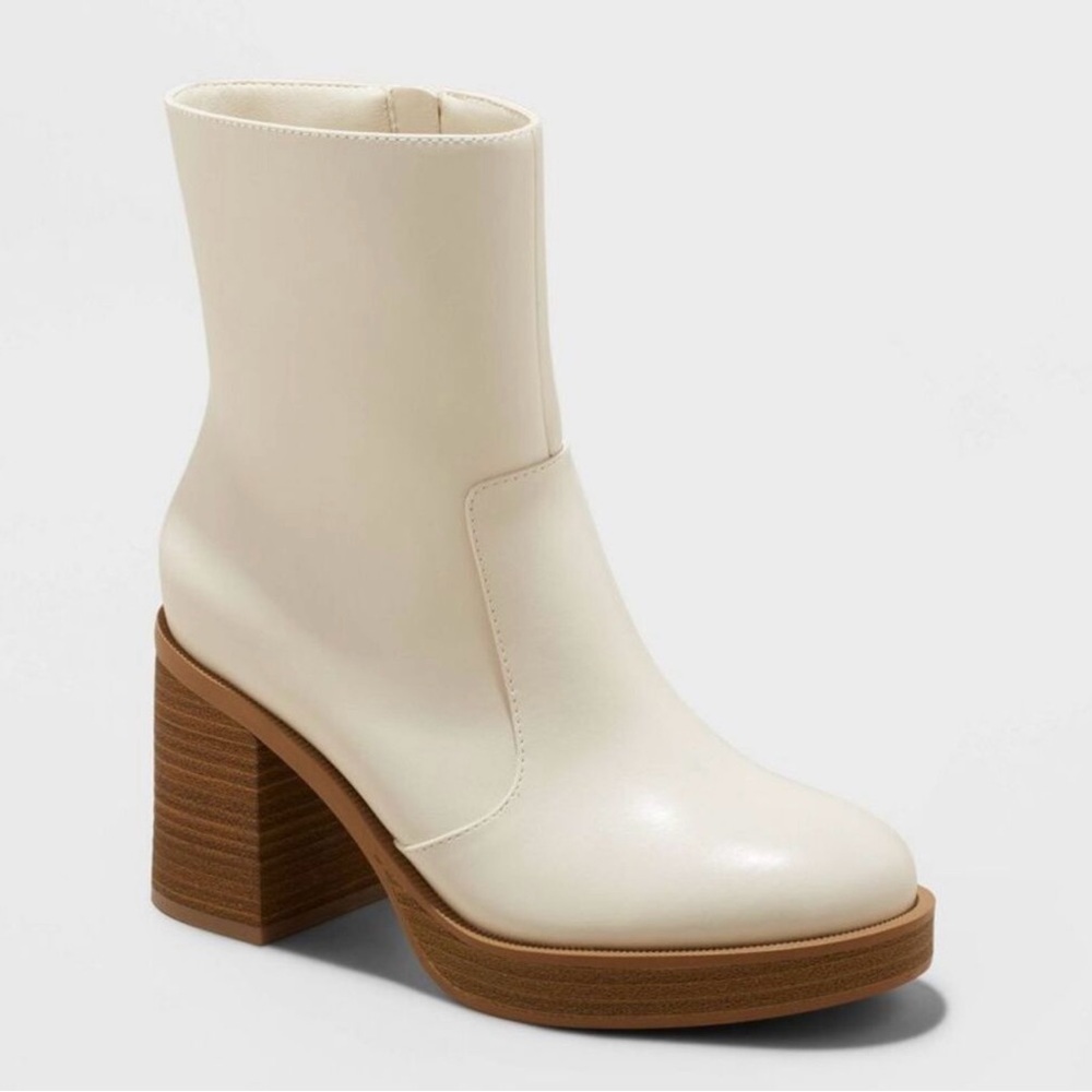 Target white/cream heel boots